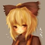  amanojaku bad_id bad_pixiv_id blonde_hair bow brown_eyes hair_bow kurodani_yamame short_hair solo touhou 