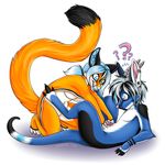  anthro couple duo ear_piercing female grope horn horns male mammal marsupial nude piercing plain_background pouch rivet roum roum_(character) sugar_glider tail wallaby white_background 