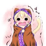  blonde_hair cat_tail chibi fang hoshizuki_(seigetsu) kemonomimi_mode mizuhashi_parsee open_mouth puru-see solo tail touhou trembling 