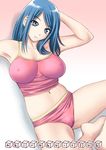  blue_eyes blue_hair breasts cameltoe camisole covered_nipples feet impossible_clothes impossible_shirt kiso_fumihiro large_breasts legs midriff navel original panties shirt solo spaghetti_strap spread_legs tank_top taut_clothes taut_shirt thighs underwear 