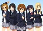  akiyama_mio black_eyes black_hair blonde_hair blue_eyes brown_eyes brown_hair diesel-turbo hirasawa_yui k-on! kotobuki_tsumugi long_hair multiple_girls nakano_azusa pantyhose school_uniform short_hair tainaka_ritsu twintails v 