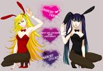  animal_ears breasts bunny_ears bunny_girl bunnysuit cleavage hmr panty_&amp;_stocking_with_garterbelt panty_(character) panty_(psg) pantyhose smile stocking_(character) stocking_(psg) 