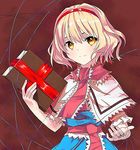  alice_margatroid bad_id bad_pixiv_id blonde_hair book chirosuke grimoire grimoire_of_alice smile solo string touhou yellow_eyes 