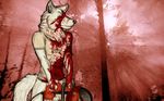  blood canine clothing commission demolition_saw forest fursona high_tension male nar rokemi solo tree wolf 