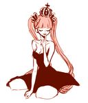  bad_id bad_pixiv_id breasts cleavage closed_eyes crown dress finger_to_mouth long_hair medium_breasts monochrome one_piece perona pink_hair simple_background sketch twintails uro_(fjkl1040) 