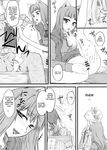  bottomless bulge censored clothed clothing clover_(artist) comic craft_lawrence female greyscale half-dressed hi_res horo monochrome ookami_to_koushinryou ookamimimi pussy spice_and_wolf wolf_ears 