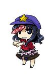  black_eyes black_hair drooling full_body hat jiangshi miyako_yoshika ofuda outstretched_arms saliva short_hair skirt socha solo star touhou transparent_background zombie_pose 