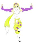  blonde_hair blue_eyes canine claws digimon female fox gloves hair looking_at_viewer nestor01 renamon short_hair soft solo standing tail unknown_artist yellow 