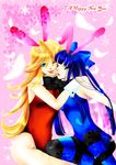  animal_ears bunny_ears bunny_girl bunnysuit hug panty_&amp;_stocking_with_garterbelt panty_(character) panty_(psg) smile stocking_(character) stocking_(psg) wink 