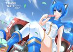  amplifier animal_ears blue_eyes blue_hair boots box cat_ears catstudioinc_(punepuni) cd cloud cloudy_sky day digital_media_player eating fang food genderswap genderswap_(mtf) hits kaiko popsicle scarf short_hair sky solo speaker thighhighs vocaloid white_legwear zettai_ryouiki 