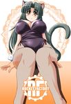  animal_ears breasts cat_ears cat_tail fishnet_pantyhose fishnets green_hair kittysuit large_breasts long_hair milk_(tonpuu) original pantyhose solo tail tonpuu wide_hips wrist_cuffs yellow_eyes 
