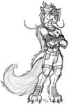  aberan canine dragon female fox hybrid scales scalie shorts sketch solo 