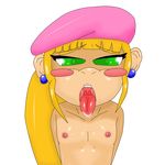  blonde_hair bluelimelight blush dixie_kong donkey_kong flat_chest green_eyes nipples nude open_mouth shiny tongue 