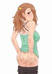  anjou_naruko ano_hi_mita_hana_no_namae_wo_bokutachi_wa_mada_shiranai. anus ass ass_grab bare_shoulders blush brown_hair censored grabbing_own_ass hair_over_one_eye long_hair looking_back mooning no_panties pussy solo soujun twintails 