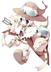  blonde_hair blue_eyes full_body glasses hat nekokan-nekokan open_mouth pril simple_background solo third-party_edit trouble_witches white_background witch witch_hat 