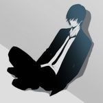  ashiki_nao black_hair formal kaito male_focus necktie sitting solo suit vocaloid 