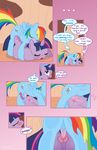  &lt;3 all_fours blue_fur blush comic crossgender cutie_mark dickgirl dickgirl_on_female doggystyle duo english_text equine female feral friendship_is_magic from_behind fur hair horn intersex lesbian mammal multi-colored_hair my_little_pony open_mouth pegasus penetration penis purple_eyes pussy rainbow_dash_(mlp) rainbow_hair sex syoee_b text twilight_sparkle_(mlp) unicorn vaginal vaginal_penetration wings 