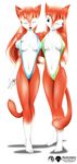  breast_fondling breasts cat chest_tuft clothed clothing digitigrade eyes_closed feline female fondling fur mammal mysticalpha navel one_eye_closed sibling siblings skimpy swimsuit tight_clothing tuft twins wink 