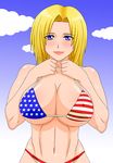  america bikini blush breasts cleavage dead_or_alive highres makani_kohitujito smile swimsuit tecmo tina_armstrong 