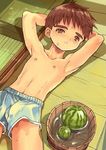  blush boy child food fruit male male_focus melon rand rand_(artist) shota sweat topless 