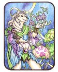  canine diana female flowers hummingbird mage magic solo stephanie_stone watercolour wolf 