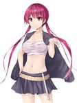  bad_id bad_pixiv_id bandages baton dsmile hand_on_hip jacket_on_shoulders long_hair midriff musujime_awaki navel red_eyes red_hair sarashi skirt solo standing to_aru_majutsu_no_index twintails 