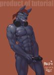  bandanna black_penis canine dalus erection erotic green_eyes headphones looking_at_viewer lupine_assassin male masturbation muscles nude penis redic-nomad solo wolf 