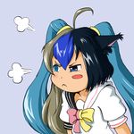  :&lt; ahoge animal_ears black_hair blue_hair blush blush_stickers chibi clannad crossover fang fusion gretel ikeda_kana izumi_konata kud_wafter little_busters! lucky_star moetron multicolored_hair noumi_kudryavka otogi-jushi_akazukin pigtails sakagami_tomoyo saki school_uniform short_twintails silver_hair twintails 