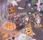  apron bat_wings bone braid cellphone cooking copyright_request fire hat jack-o'-lantern knife phone pumpkin skeleton solo teeth wings witch_hat ymr 