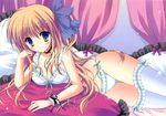  blonde_hair bra cleavage hasekura_chiaki panties ribbons thighhighs underwear 