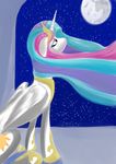  cutie_mark equine female feral friendship_is_magic hair horn horns horse mammal moon multi-colored_hair my_little_pony pony princess_celestia_(mlp) princess_luna_(mlp) rainbow_hair regret sad sky solo stars tears unknown_artist winged_unicorn wings 