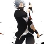  belt black_eyes chain dual_wielding earrings grey_hair holding jewelry katou_kiri kunai male_focus mask nii_(aaaelrrroas) sket_dance solo weapon white_background wristband 