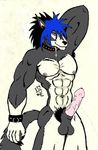  &dagger; balls canine claws collar ddw erection hair looking_at_viewer male muscles nipple_piercing nipple_ring nipples nude penis piercing presenting solo tail wolf 