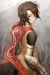  armor brown_hair green_eyes kiikii_(kitsukedokoro) male_focus schwann_oltorain solo surcoat tales_of_(series) tales_of_vesperia 