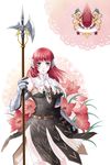  armor armored_dress bad_id bad_pixiv_id flower gauntlets green_eyes halberd maronee_san polearm primiera_(saga) red_hair saga saga_frontier_2 weapon 