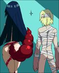  1girl adiane ass bandages blonde_hair from_behind lowres luli nude oekaki purple_hair scorpion_tail tail tengen_toppa_gurren_lagann viral 