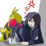  angry annoyed electabuzz lowres oekaki pokemon pokemon_(anime) purple_hair shinji_(pokemon) weavile 