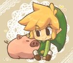  black_eyes blonde_hair hat link lowres pig pointy_ears smile the_legend_of_zelda the_legend_of_zelda:_the_wind_waker toon_link tsutsuji 