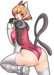  1girl aimi_komomori animal_ears ass big_ass blush breasts cat-shadow female hips huge_ass large_breasts metadora shadow_lady smile solo tail thick_thighs thighhighs thighs tongue wide_hips 