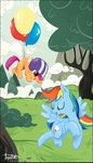  balloons clouds equine female flying friendship_is_magic helmet horse my_little_pony pink_eyes pink_hair pony ponyshot rainbow_dash_(mlp) rainbow_hair scootaloo_(mlp) sky string teaching training tree 