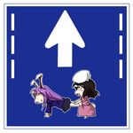  animal_ears black_hair blazer blush bunny_ears bunny_tail chibi inaba_tewi jacket long_hair multiple_girls nanigashi_yakko purple_hair reisen_udongein_inaba road_sign short_hair sign skirt tail touhou 