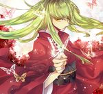  butterfly c.c. cc code_geass female gradient gradient_background green_hair japanese_clothes kimono long_hair masaru_shin solo yellow_eyes 