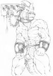  bdsm bondage butt chains collar cuffs erection male megan muscles muzzle nude penis reptile scalie sketch snake solo spikes standing tail 