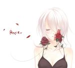  bad_id bad_pixiv_id blood copyright_request dress flower highres itou_nanami red_flower red_rose rose solo white_hair 