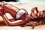  bikini clothed clothing dankomurddrim female heat heat_(temperature) practice sand sea seaside skimpy solo summer sun swimsuit tan water 