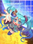  aqua_eyes aqua_hair hatsune_miku highres himawari_(satellite) himawari_(xenon-p)_(vocaloid) long_hair necktie sankuma satellite solo thighhighs twintails vocaloid 