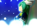  capelet closed_eyes green_hair hat kugi_(kugi-xiv) long_hair mima ribbon smile snow solo tears touhou touhou_(pc-98) wizard_hat 