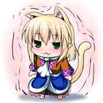  :3 animal_ears blonde_hair cat_ears cat_tail chibi extra_ears green_eyes hoshizuki_(seigetsu) kemonomimi_mode mizuhashi_parsee puru-see scarf solo tail touhou trembling 