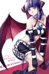  aqua_eyes bad_id bad_pixiv_id bat_wings dark_persona horns kibanda_gohan multicolored_hair panty_&amp;_stocking_with_garterbelt solo stocking_(psg) striped striped_legwear thighhighs two-tone_hair wings 