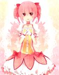  bad_id bad_pixiv_id bow bubble_skirt gloves hair_bow highres kaname_madoka magical_girl mahou_shoujo_madoka_magica pink_eyes pink_hair short_twintails skirt solo tapa twintails white_gloves 
